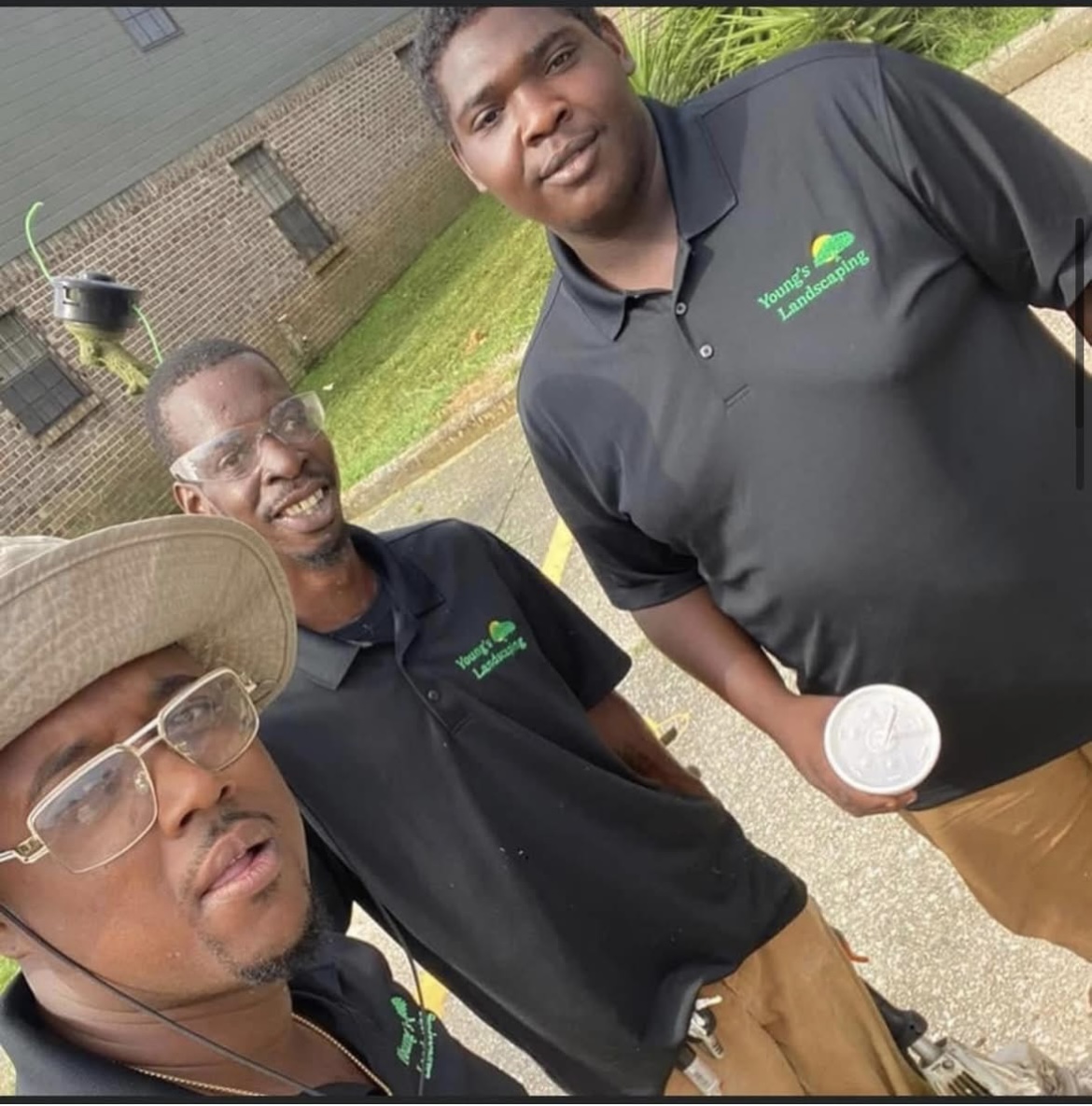 Young's Landscaping team selfie on the job